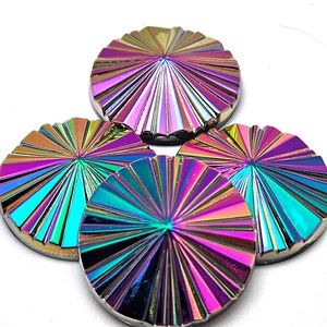 Jet Electra Vidrio Alemán Big Top Pointed Cabachon Cab 26mm Rosa Fucsia Verde Arco Iris Metálico Circo Rayado Botón Neón Brillante Chartreuse