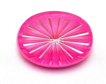 ONE (1) Pressed Glass Pinwheel PIN Oval Doublet Rivoli Cabochon Cab Ultra AB Pink Barbie Neon Bright Custom Coated Fireworks 18x13mm 13x18mm