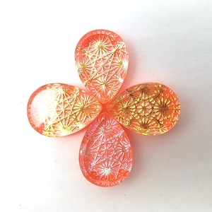 ONE (1) Pressed Glass Spider Web Kaleidoscope Teardrop Pendant ...