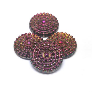 Donker magenta Duits glas antieke knop ontwerp Cabachon cabine 22,5 mm 18 mm Jet mahonie rode baksteen Fuchsia Hot Polka Dot gestippelde Mandala Circlet