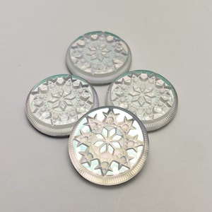 ZWEI (2) Pressglas Schneeflocke Kompass Rose Cabochon Cabo Aurora Borealis AB Boreale Seltene Individuell beschichtete 18mm Metallic Shimmer Spitze Münze