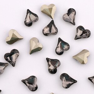 TEN (10) Cristal De Pedrería Facetada Xillion Corazón Fancy Piedra Negro Diamante Verdadero Amor Corazón Valentine xo 8x9mm Gris Gris Plata Noche Oscuro