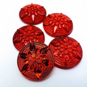 Rosa dei venti in vetro tedesco rosso vero Cabochon Cab 22,5 mm 18 mm Lt Light Siam Cherry Nautical Navigation Fire Engine Cerise Candy Apple Blood