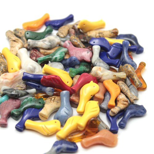 Ten Gemstone Bird Fetish Beads Zuni Style Southwestern Totem Etsy