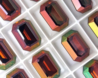 ONE (1) Austrian Crystal Fancy Octagon Baguette Stone 4610 18x13mm Faceted Chocolate Brown Bronze Sienna Mahogany Earth Oud Cocoa Tawny