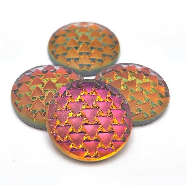 Matte Volcano Orange Pink Fuchsia Magenta Flame German Glass Dragon Scales Cabochon Cab 18mm Mermaid Glacier Fish Snake Neon Bright Frosted