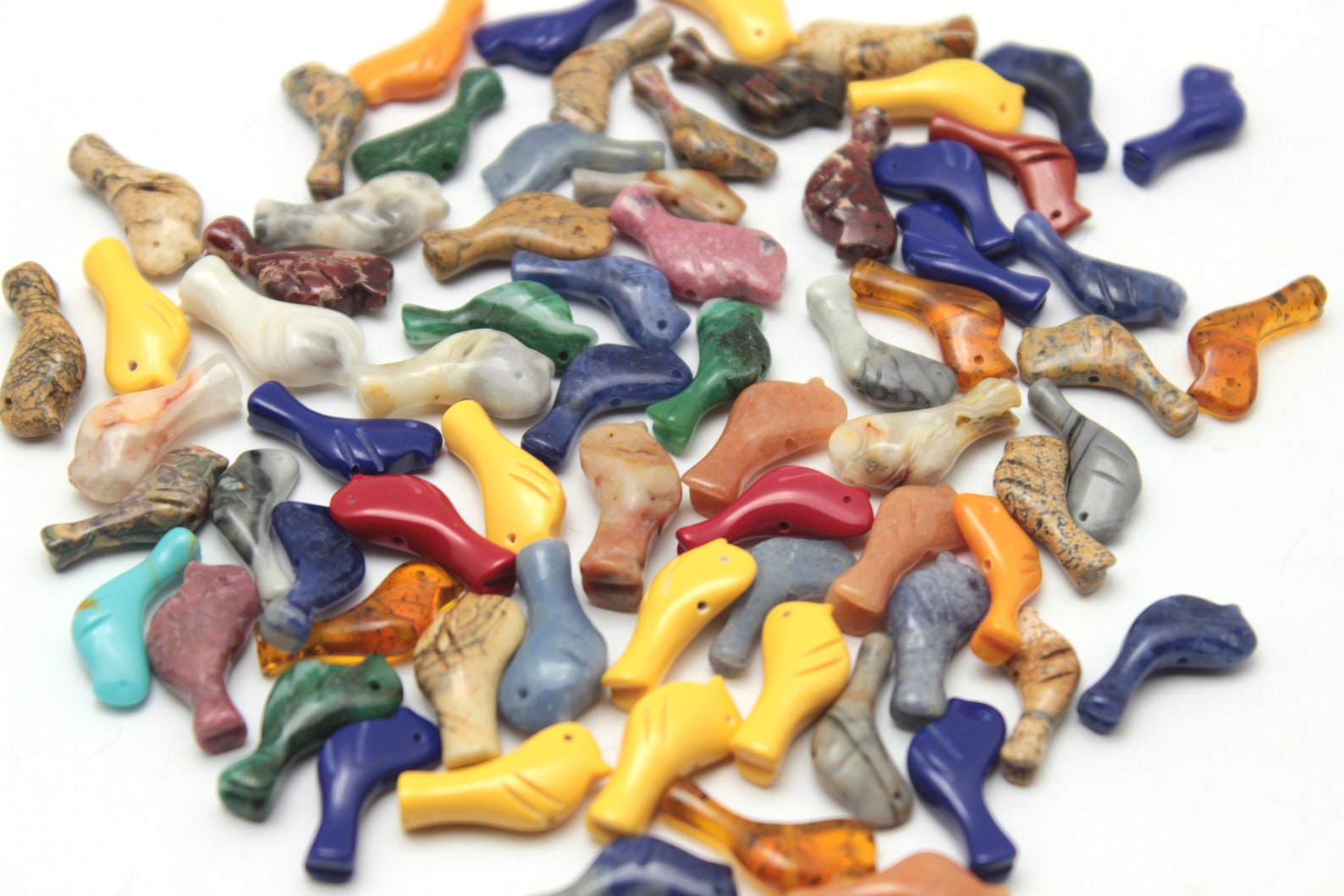 Ten Gemstone Bird Fetish Beads Zuni Style Southwestern Totem Etsy