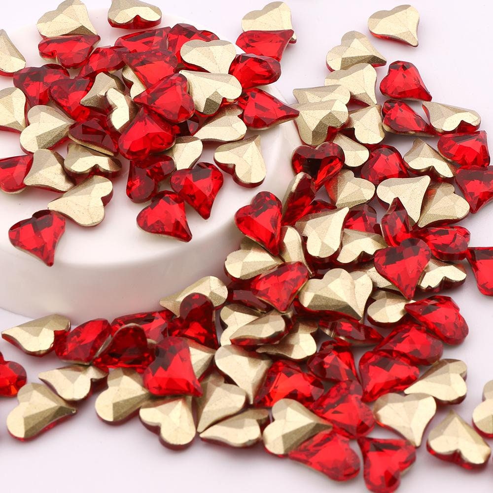 200 acrylic heart gems, red flatback cabochons-scrapbooking, love heart  embellishments/Kawaii Craft/card making, jewellery 12mm x 12mm