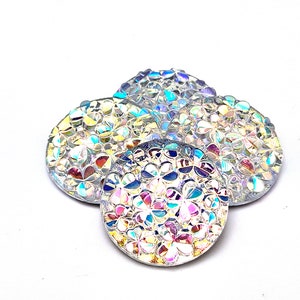 EEN (1) Crystal AB Regenboog Duits klaverblad cabochon cabochon 27 mm 22,5 mm 18 mm klaver bladeren bloem bloementuin pastel roze geel