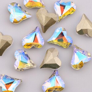 TEN (10) Crystal Rhinestone Faceted Xillion Heart Fancy Stone Paradise Shine True Love Heart Valentine xo 8x9mm Bright Rainbow Pastel Geel