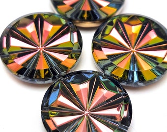 ONE (1) Pressed Glass Radian Striped Cabochon Cab Tabac Brown Pink Puce Rare Custom Coated 18mm 25mm 35mm Blue Soft Beige