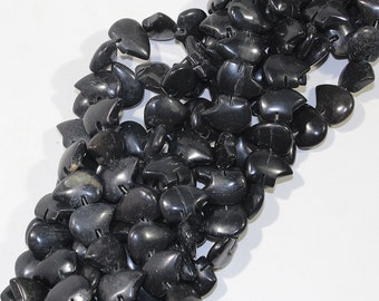 Six Black Agate Zuni Style Bear Fetish Beads Southwestern Navajo Pueblo Sky Water Totem Animal Cool Puff Jet Charcoal Ebony Sable Mahogany