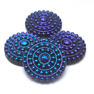 Kobaltblauw Duits glas antieke knop Design Cabachon Cab 22,5 mm 18 mm Jet Glacier Royal Navy cyaan piraat Polka Dot Dotted Mandala Circlet