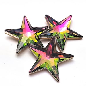VINTAGE Swarovski Crystal Vitrail Medium 20 mm ster spitse achterkant roze fuchsia regenboog hemelse sterrennacht groen goud cabochon