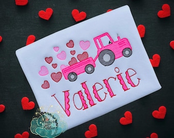 Girls Valentines Shirt, Valentines Day Shirt, Girl Hearts Shirt, Valentine Embroidered Shirt