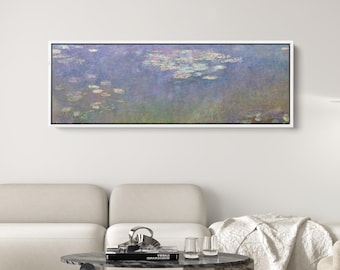 Monet canvas print, Water lilies panorama canvas wall art, c.1919, framed or unframed, Ship from UK/US/EU