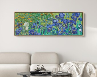 Van Gogh canvas wall art, panorama canvas print, Iries, framed or unframed, Ship from UK/US/EU