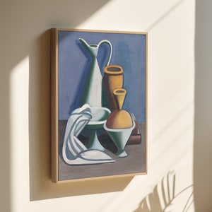 Vilhelm Lundstrøm Leinwanddruck, Arrangement mit Gießkanne Handtuch und Gläsern Leinwand Wandkunst, gerahmt oder ungerahmt, Schiff aus UK/US/EU