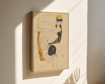 Egon Schiele wall art, Two reclining figures; Two children, c.1911, framed or unframed, Ship from UK/US/EU