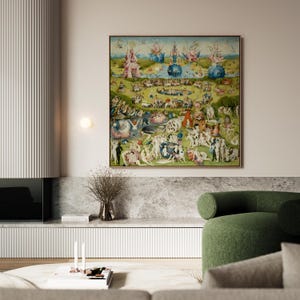 The Garden of Earthly Delights canvas wall art, Hieronymus Bosch square canvas print, framed or unframed Ship from UK/US/EU