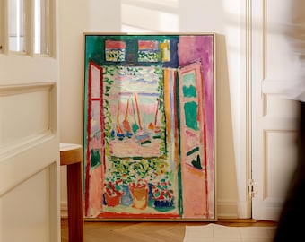 Henri Matisse canvas print, The open window painting canvas wall art, framed or unframed, Ship from UK/US/EU