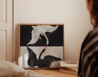 Hilma af Klint square canvas wall art, The Swan, No. 1, painting canvas wall art, framed or unframed, Ship from UK/US/EU