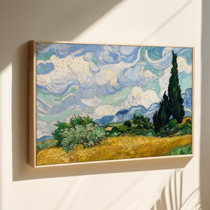 Vincent Van Gogh canvas print, Wheat Field with Cypresses canvas wall art, framed or unframed, Ship from UK/US/EU