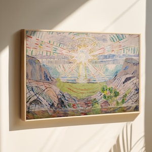Edvard Munch canvas print, Munch the sun canvas wall art, framed or unframed, Ship from UK/US/EU