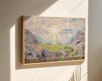 Edvard Munch canvas print, Munch the sun canvas wall art, framed or unframed, Ship from UK/US/EU