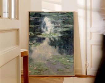 Claude Monet canvas print, Water Lilies canvas wall art, framed or unframed, Ship from UK/US/EU