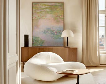 Monet canvas print, Water lilies canvas wall art, framed or unframed, Ship from UK/US/EU