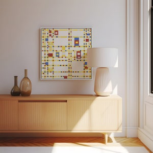 Quadro su tela quadrato Piet Mondrian, Broadway Boogie Woogie 1942-1943, con o senza cornice, spedizione da Regno Unito/USA/UE