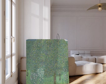 Gustav Klimt square canvas wall art, Rosebushes under the Trees, painting canvas wall art, framed or unframed, Ship from UK/US/EU
