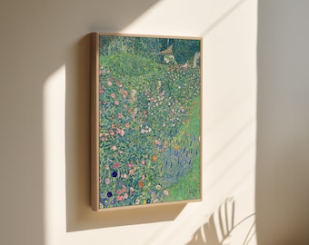 Gustav Klimt canvas print, Italian Garden Landscape painting canvas wall art, framed or unframed, Ship from UK/US/EU