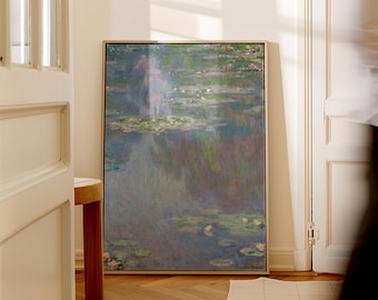 Canvastavla Monet, Canvastavla med näckrosor, inramad eller oramad, Frakt från Storbritannien/USA/EU