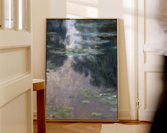 Claude Monet canvas print, Water Lilies canvas wall art, framed or unframed, Ship from UK/US/EU