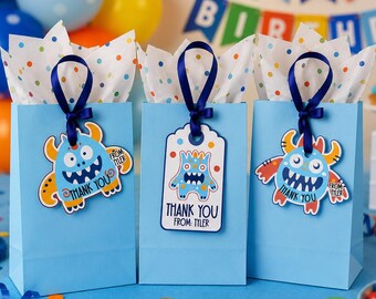 Cute Lil Blue Monster Birthday Favor Tag Personalized Thank You Tags Monster Themed Bday Party Toddler Monster Our Little Monster Birthday