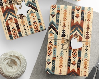 Western Aztec Wrapping Paper Roll for Men Gift Wrap Unique Wrapping Paper Birthday Adult Paper Aztec Lovers Gift Wrap Western Birthday Guy