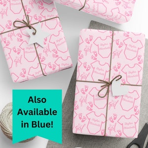 Custom Baby Gift Wrap Name Wrapping Paper Rolls Personalized Gift Wrap Paper Baby Shower Wrapping Paper for Baby Boy Baby Girl New Baby Gift