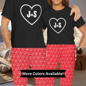 Personalized Matching Pajama Sets for Couples Lovers Matching GF BF Matching Pjs Long Sleeve Pajama Set Pjs Initials Newlywed His and Hers