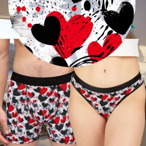 Couples Matching Underwear Set for Anniversary Valentines Gift Matching Boxers and Thong Couples Underwear Comfortable Lounge Underwear Bra