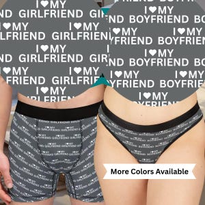 Couples Matching Underwear Set I Love My Girlfriend Boxers Boyfriend Underwear Matching Thongs Racerback Sports Bra Lounge Underwear Bra