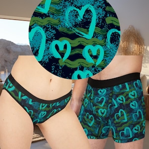 Couples Matching Underwear Set for Anniversary Valentines Gift Matching Boxers and Thong Couples Underwear Comfortable Lounge Underwear Bra