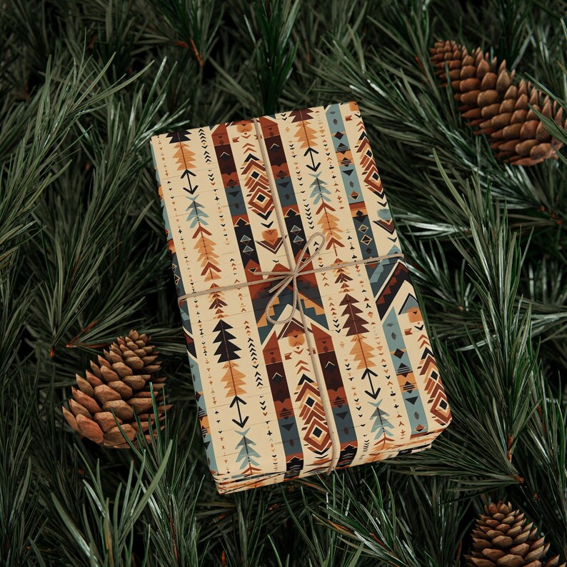 Western Aztec Wrapping Paper Roll for Men Gift Wrap Unique Wrapping Paper Birthday Adult Paper Aztec Lovers Gift Wrap Western Birthday Guy image 5