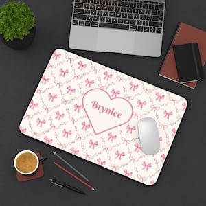 Personalisierte Schreibtischmatte Coquette Name Mousepad Oversize Mädchen Kinder Schreibtischmatte Pink Bow Coquette Girlie Jumbo Mauspad Coquette Schreibtischmatte