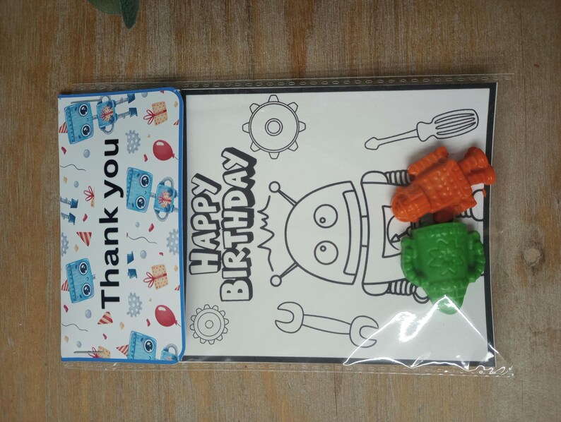 Custom Robot Coloring Pages with Shaped Crayons Birthday Party Favors for Classmates Robot Crayons Thank You Favor for Robot Lover Gifts image 9