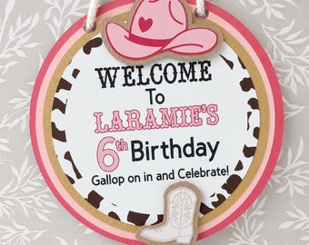 Boho Cowgirl Door Sign Western Theme Sign Cowgirl Birthday Party Welcome Sign Western Bday Cowgirl Toddler Party Decor Cowgirl Decorations