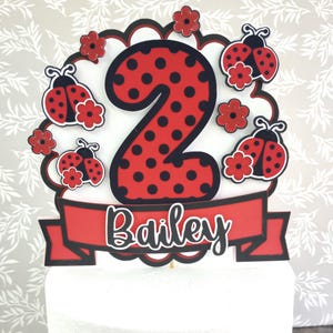Ladybug Cake Topper Layered Cardstock Cake Topper for Ladybug Theme Birthday Party Toddler Ladybug 1st Birthday Girls Cute Ladybug Lover