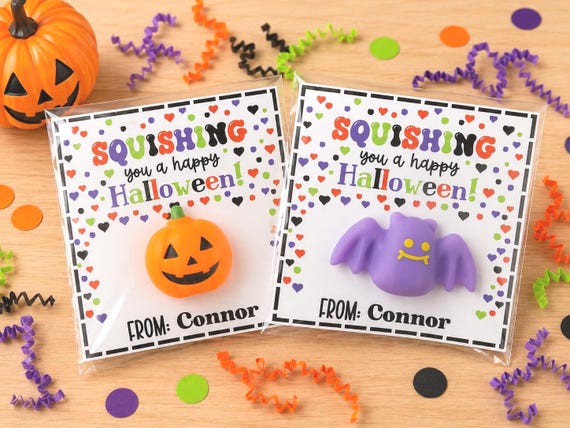 Halloween Squishy Gifts for Classmate Non-Candy Halloween Favors for Kids Halloween Classroom School Exchange Party Favor Fidget Sensory Toy
