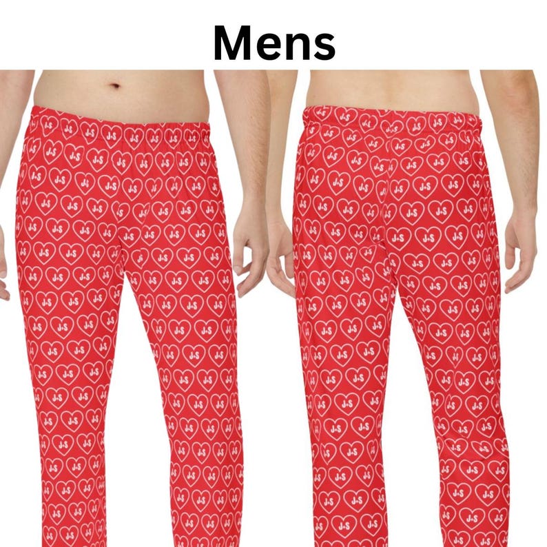 Personalized Matching Pajama Sets for Couples Lovers Matching GF BF Matching Pjs Long Sleeve Pajama Set Pjs Initials Newlywed His and Hers image 8